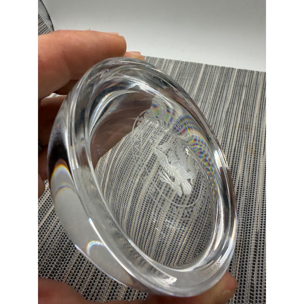 US House of Representatives Glass Paperweight Etched Great Seal 3.5 Inch Clear - Picture 11 of 13
